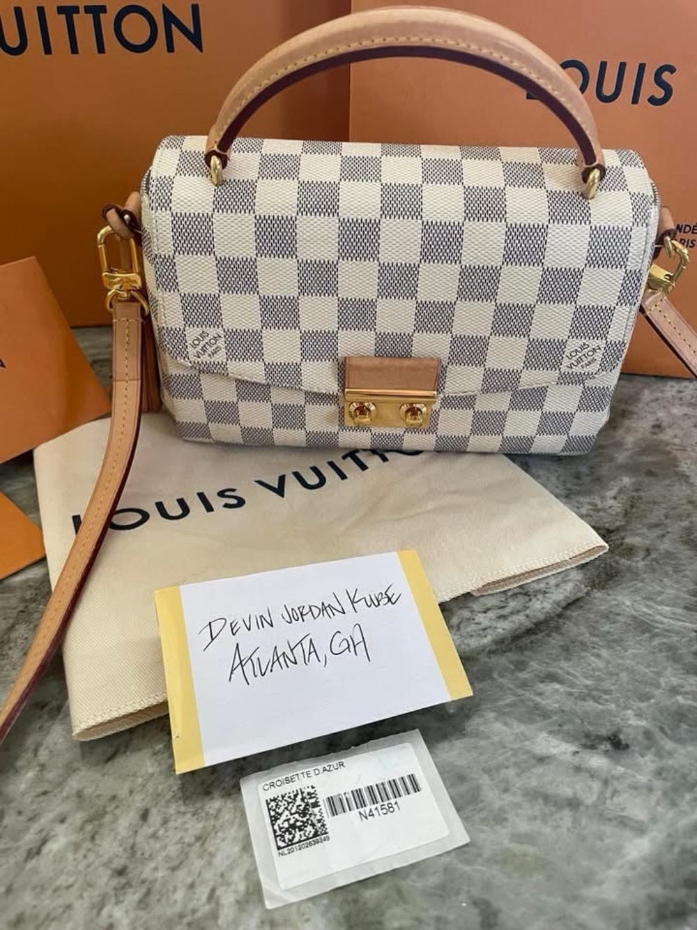 Louis Vuitton Damier Azur Crossbody Bag in White and Beige